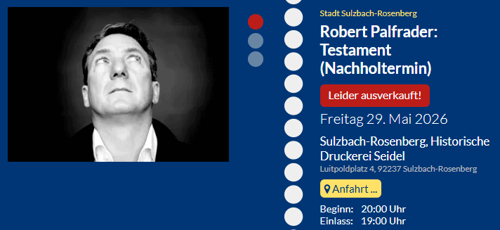 Verschiebung von Robert Palfrader: Testament auf den 29.05.2026
